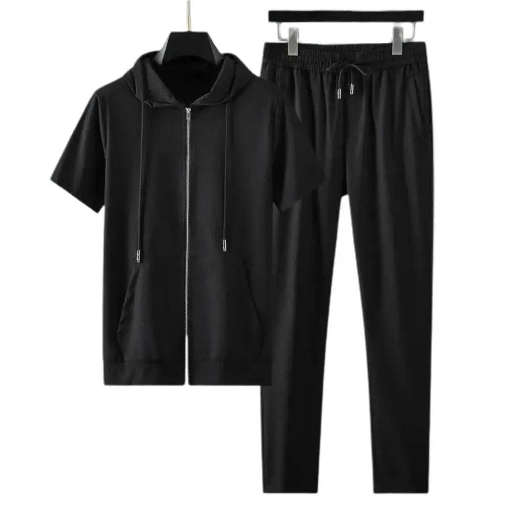 
                  
                    Fashion Long Pants Big Pockets Hooded Soft Fabric Straight Pants Hoodie Trousers Set Men Tracksuit Sweat Absorption
                  
                