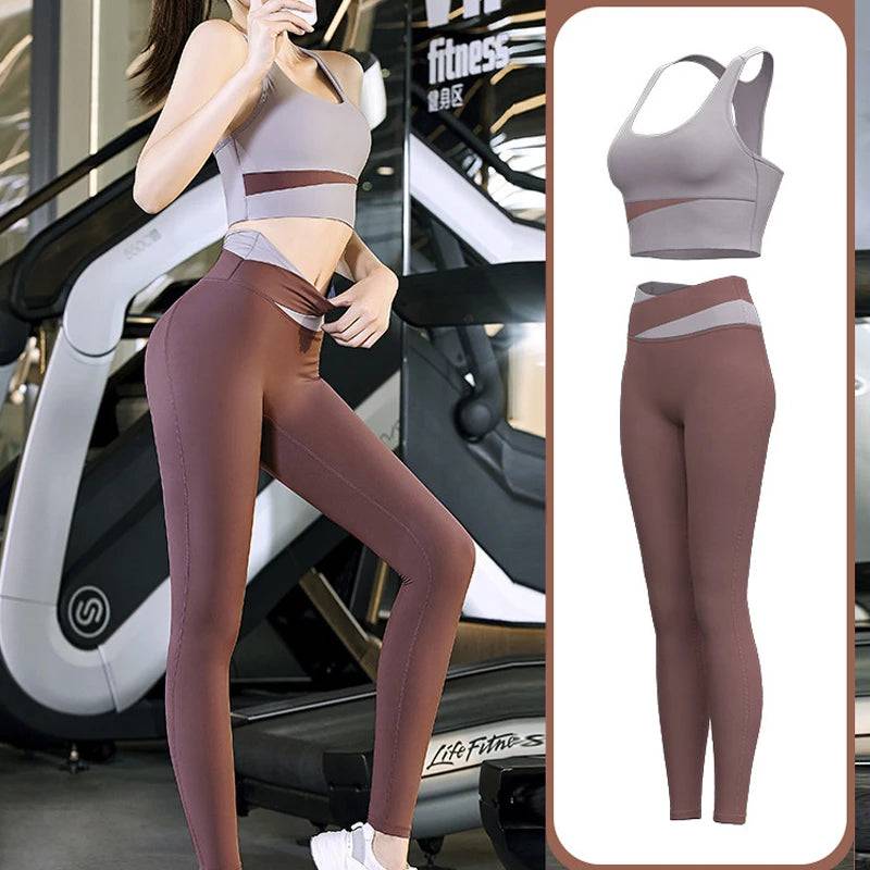 
                  
                    High Waist Yoga Set Lady Gym Suit Sport Set Shockproof Sport Bra Crop Top Patchwork Tracksuit Women Fitness Outfit Training Wear
                  
                