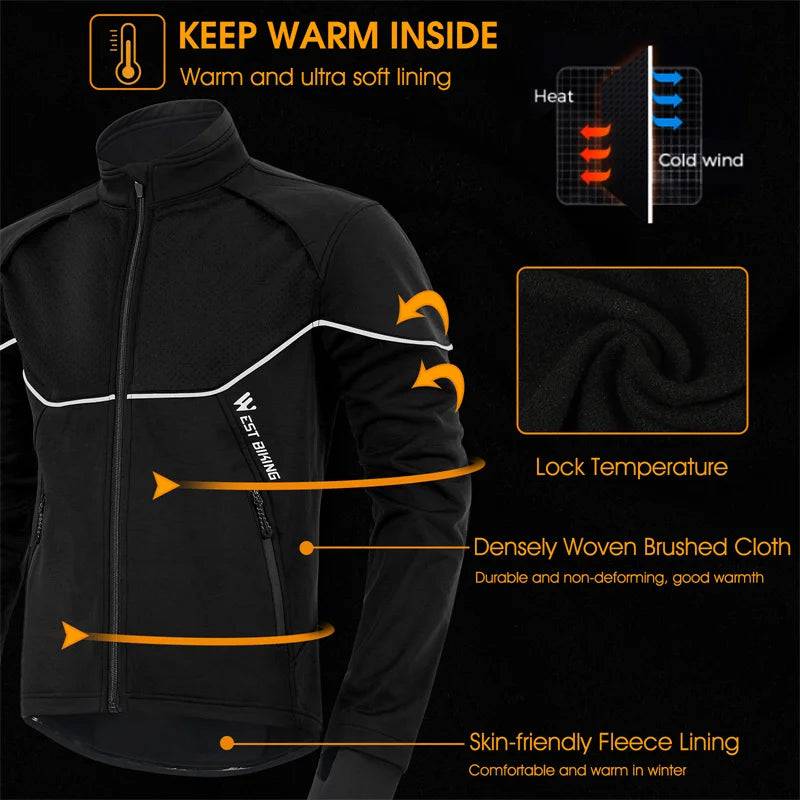 
                  
                    WEST BIKING Autumn Winter Men's Cycling Windbreaker Thermal Windproof  Reflective Jacket Running Sportswear MTB Clothing Outfit
                  
                