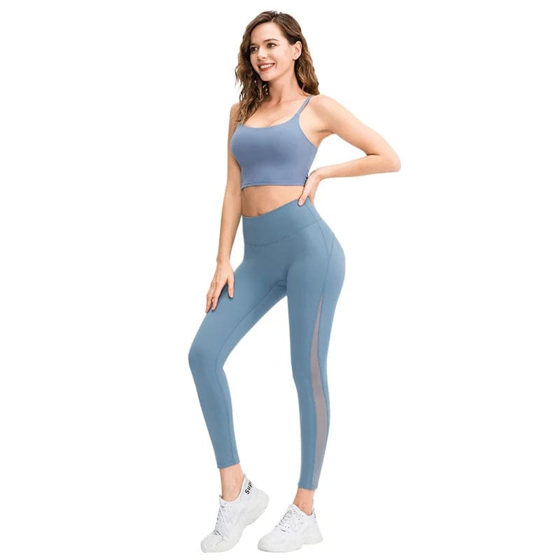 
                  
                    Women Yoga Pants Tight High Waist Hip Raise Mesh No T-shaped Stitches Sports Leggings for Fitness Yu02337
                  
                