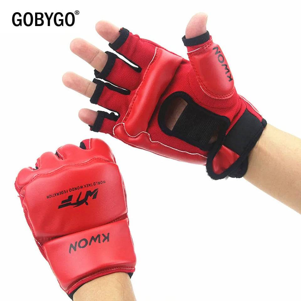 
                  
                    GOBYGO Half Fingers Kids Sandbag Training Boxing Gloves PU Leather Fitness Sparring Taekwondo Gloves Fighting Hand Protector
                  
                