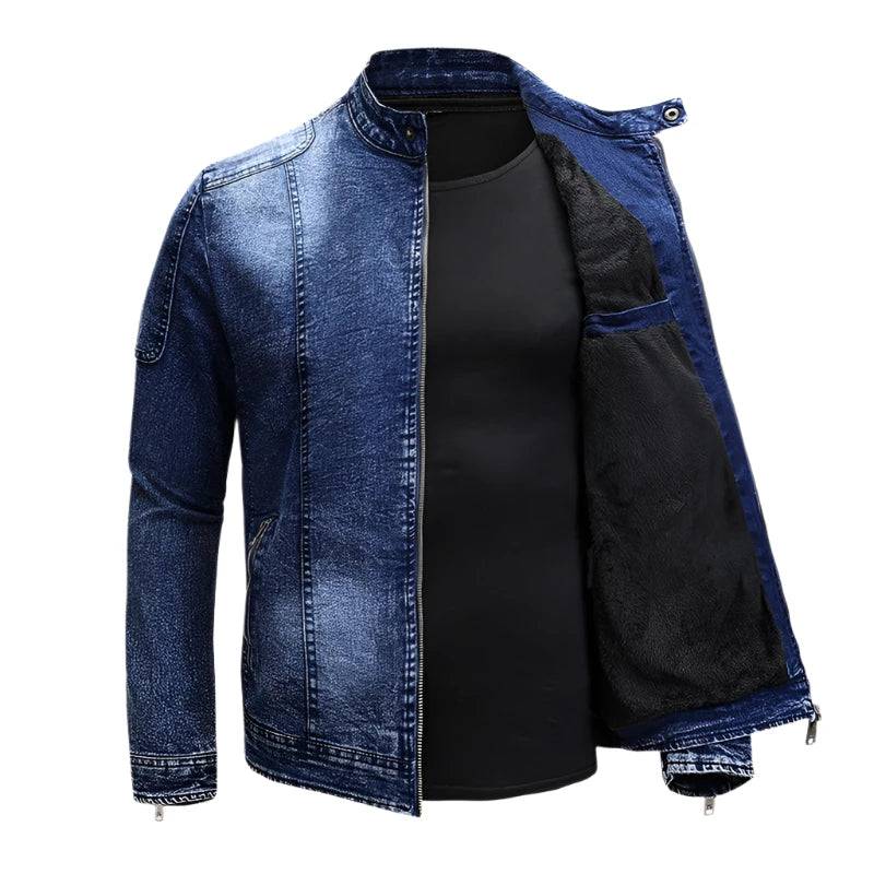 Autumn Winter Men's Denim Jackets Fashion Man Retro Motorcycle Jeans Coats Men Fleece Warm Windbreaker Denim Jackets Clothing