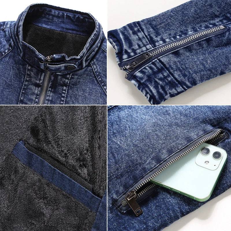 
                  
                    Autumn Winter Men's Denim Jackets Fashion Retro Zipper Biker Windbreaker Work Jean Coats for Men Fleece Warm Jackets Clothing
                  
                