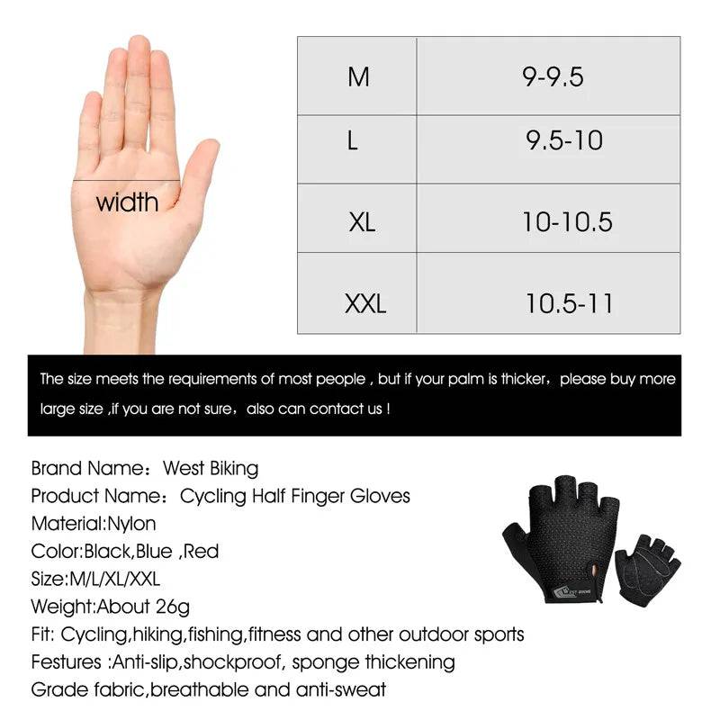 
                  
                    WEST BIKING Summer Motorcycle Fingerless Gloves Bicycle Accessories Mtb Cycling Gloves Half Finger Sport Fitness Crossfit Mitts
                  
                