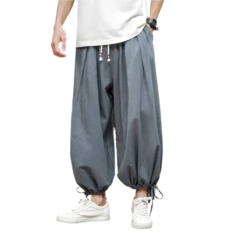 Dropshipping Men Harajuku Harem Pants Mens Summer Cotton Linen Joggers Pants Male Vintage Chinese Style Sweatpants Fashions