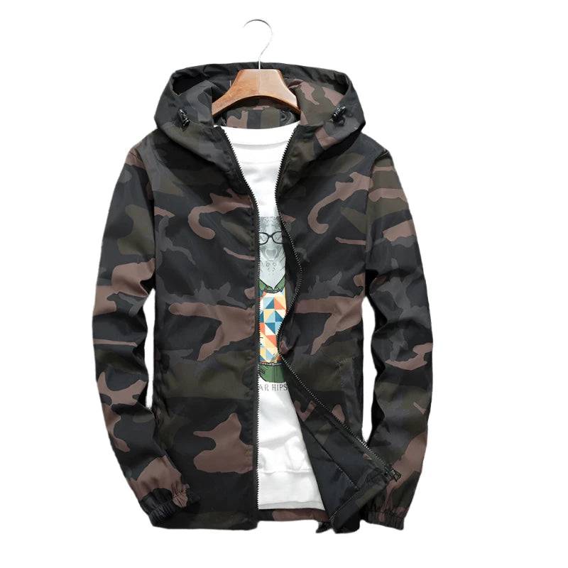 DIMUSI Mens Jackets Spring Men Casual Windbreaker Camouflage Hooded Coats Mens Fashion Slim Hip Hop Bomber Jackets Clothing 5XL