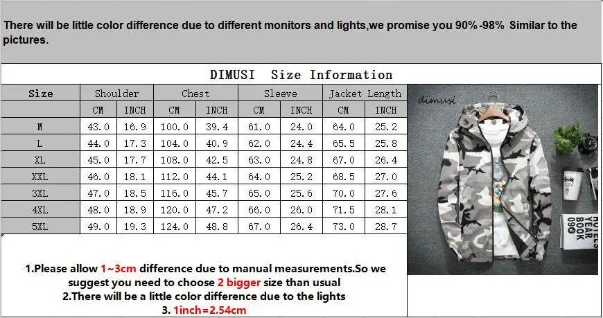 
                  
                    DIMUSI Mens Jackets Spring Men Casual Windbreaker Camouflage Hooded Coats Mens Fashion Slim Hip Hop Bomber Jackets Clothing 5XL
                  
                