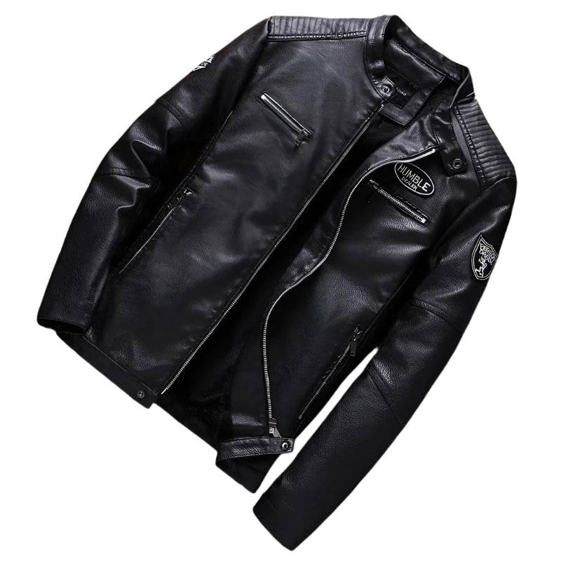 DIMUSI Men's PU Leather Jacket Fashion Mens Retro Warm Jackets Casual Faux Leather Motorcycle Jackets Biker Coats Mens Clothing