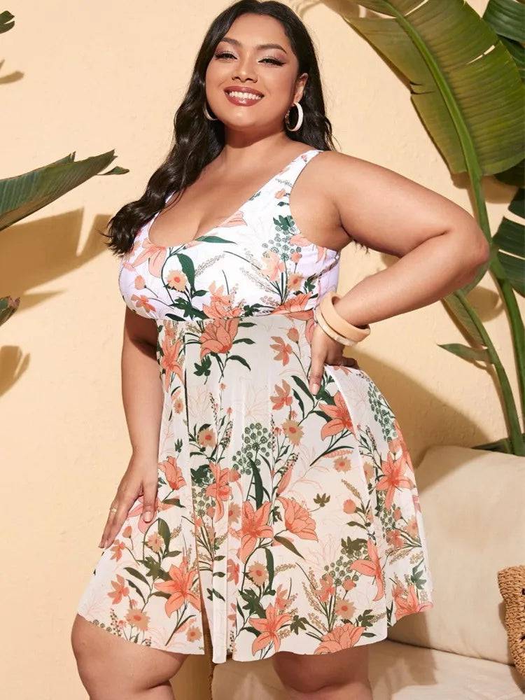 
                  
                    Plus Size Swimsuit Skirt Women 2023 Print Bikini One-Piece Swimwear Summer Beach Bathing Suit Conservative Swimdress 4XL Tankini
                  
                