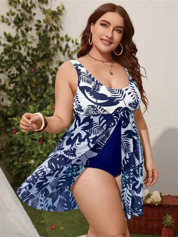 
                  
                    Plus Size Swimsuit Skirt Women 2023 Print Bikini One-Piece Swimwear Summer Beach Bathing Suit Conservative Swimdress 4XL Tankini
                  
                