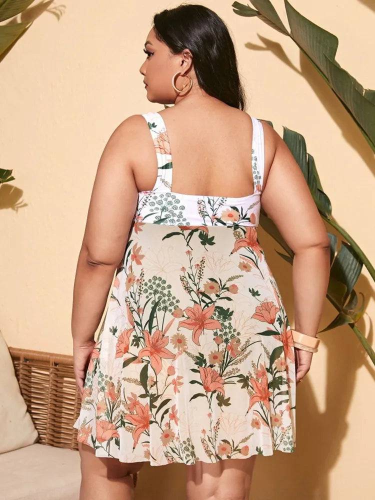 
                  
                    Plus Size Swimsuit Skirt Women 2023 Print Bikini One-Piece Swimwear Summer Beach Bathing Suit Conservative Swimdress 4XL Tankini
                  
                