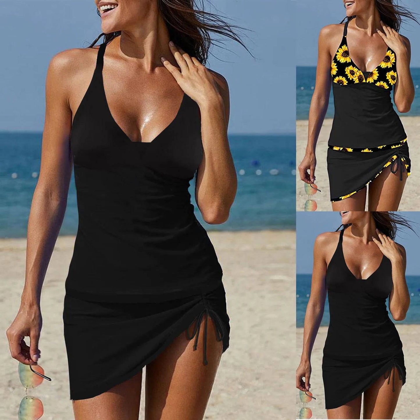 
                  
                    Women'S Swimwear Tankini 2 Piece Normal Swimsuit High Waisted Tankini Female Swimsuit Backless Padded Biquinis Bathing Suit
                  
                