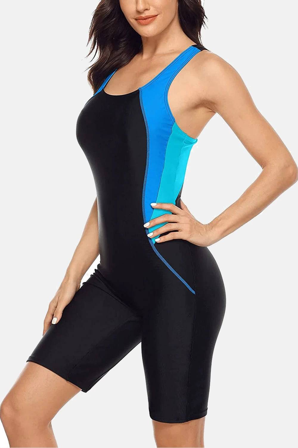 
                  
                    Anfilia One Piece Women Pro Sports Swimwear Boyleg Knee-length Sport Swimsuit Patchwork Beach Wear Bathing Suit
                  
                