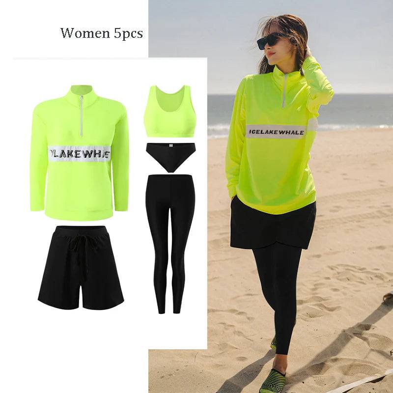 
                  
                    Long Sleeve Couple Surf Suit Rash Guards Women Men 5/3 Pieces Letter Print Swimsuit Legging Swimwear Surfing Suit Bathing Suit
                  
                