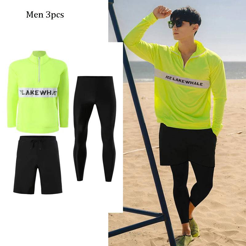 
                  
                    Long Sleeve Couple Surf Suit Rash Guards Women Men 5/3 Pieces Letter Print Swimsuit Legging Swimwear Surfing Suit Bathing Suit
                  
                