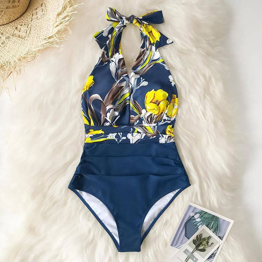 
                  
                    Y2k One-Piece Monokini Swimsuit Women Trendy Flower Print Deep V-Neck Swimwear Sexy Halter Neck Bathing Suit Hawaiian Beachwear
                  
                