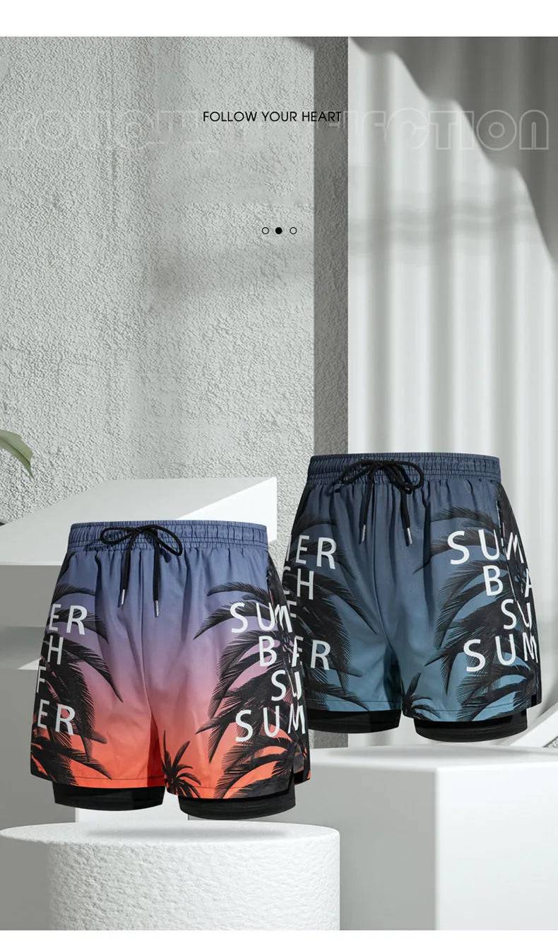 
                  
                    Double-layer Swim Trunks for Men Boxer Shorts Anti-embarrassment Lined with Professional Beach Pants Adult Swim Gear
                  
                