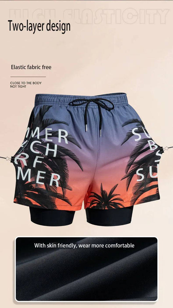 
                  
                    Double-layer Swim Trunks for Men Boxer Shorts Anti-embarrassment Lined with Professional Beach Pants Adult Swim Gear
                  
                