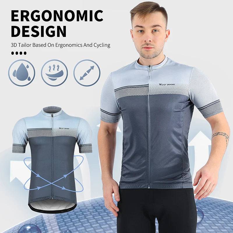 WEST BIKING Man Cycling Jersey Summer Short Sleeve Bicycle MTB Road Bike Clothing Team Racing Shirts Men's Cycling Equipment