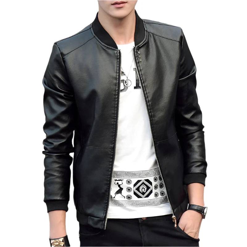 DIMUSI Men's leather Jacket PU Biker Coats Fashion Spring Autumn Jackets Mens Faux Leather Slim Fit Motorcycle Coats Clothing