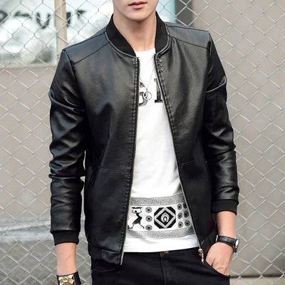 
                  
                    DIMUSI Men's leather Jacket PU Biker Coats Fashion Spring Autumn Jackets Mens Faux Leather Slim Fit Motorcycle Coats Clothing
                  
                