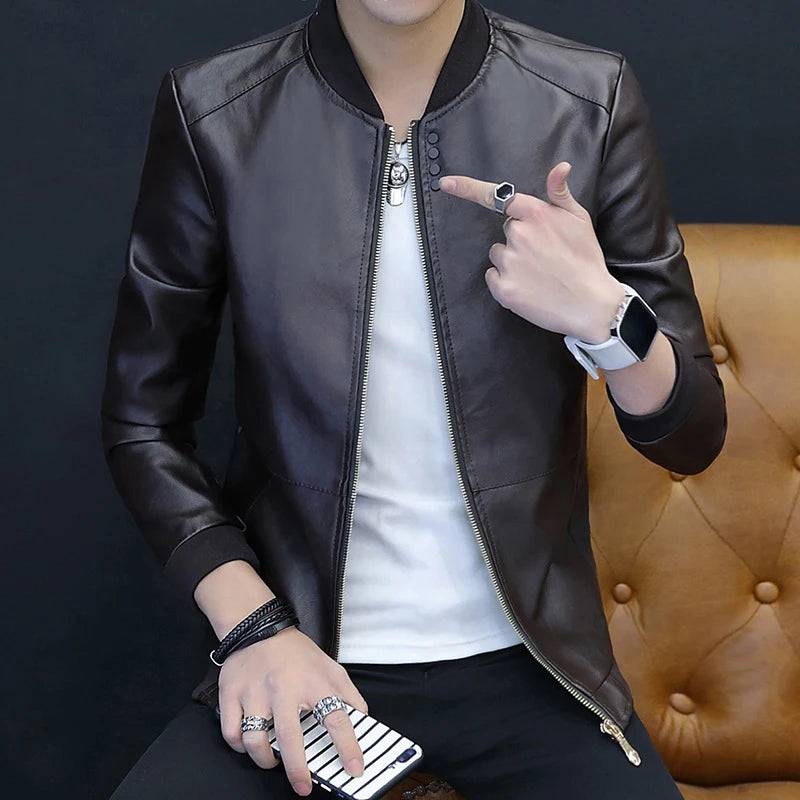 
                  
                    DIMUSI Men's leather Jacket PU Biker Coats Fashion Spring Autumn Jackets Mens Faux Leather Slim Fit Motorcycle Coats Clothing
                  
                