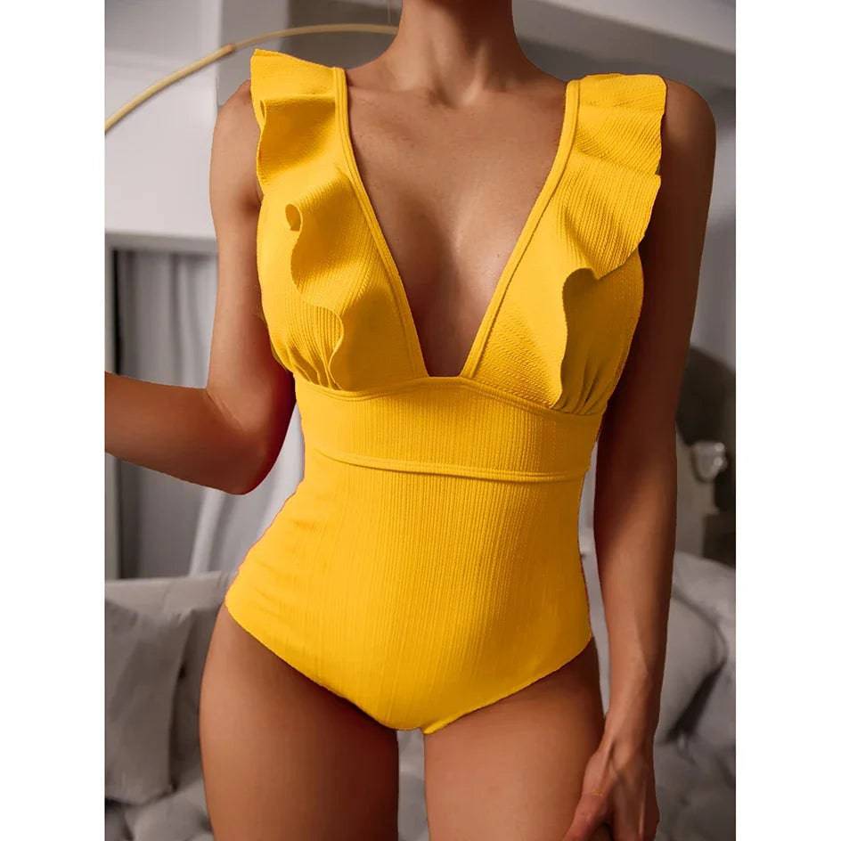 
                  
                    Sexy Ruffle Swimwear Women`s 2024 Deep V One Piece Swimsuit Female Bathing Suit Woman Bodysuit Swimming for Beach Wear Monokini
                  
                