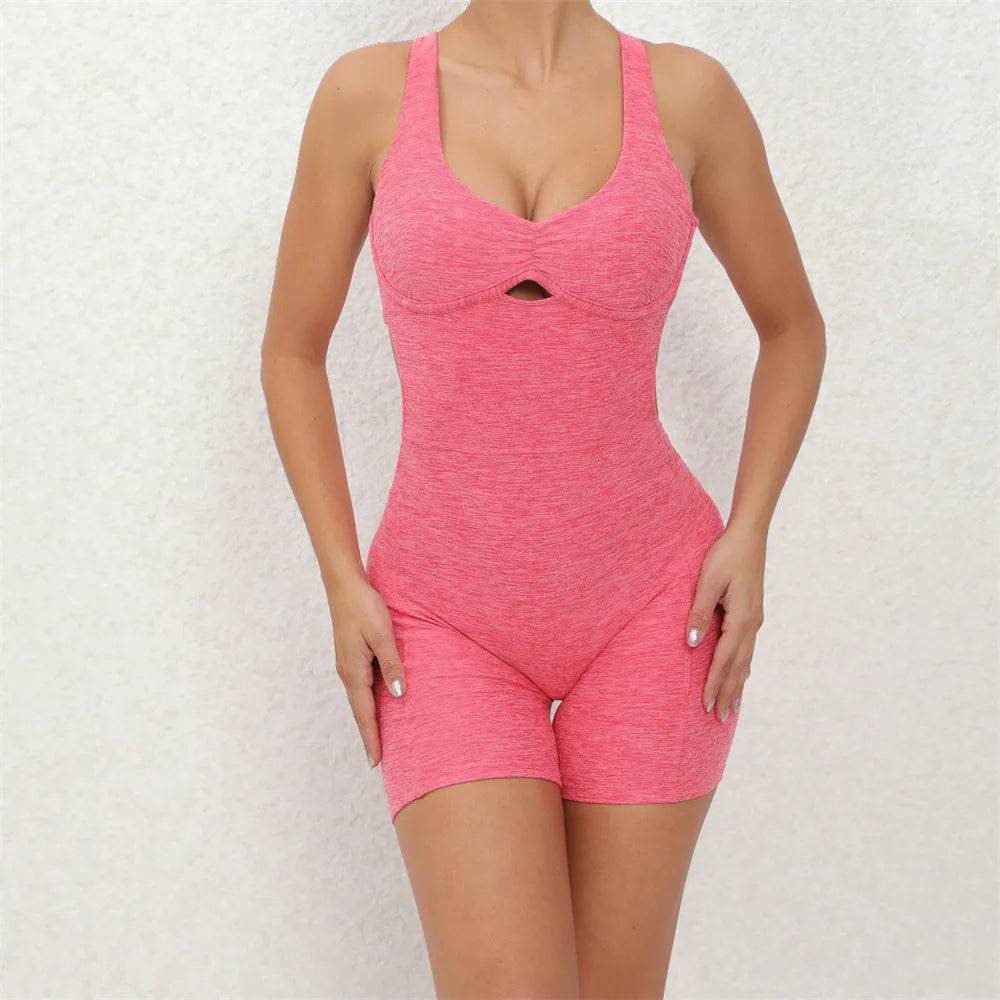 
                  
                    2024 Nylon Pad Women Yoga Set Rompers One Piece Jumpsuit Gym Exercise Sports Bra Romper Fitness Shorts Sportwear Active Suit
                  
                