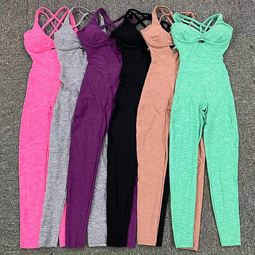 
                  
                    2024 Nylon Pad Women Yoga Set Rompers One Piece Jumpsuit Gym Exercise Sports Bra Romper Fitness Shorts Sportwear Active Suit
                  
                