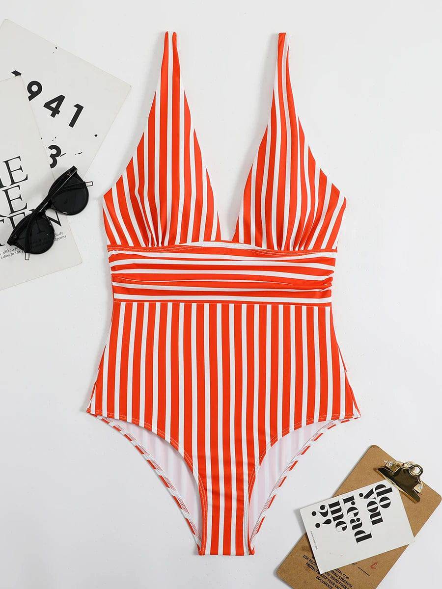 
                  
                    2024 Striped One Piece Swimsuit Sexy Swimwear Women V-neck Bathing Swimming Suit Female Summer Beachwear Bodysuit
                  
                