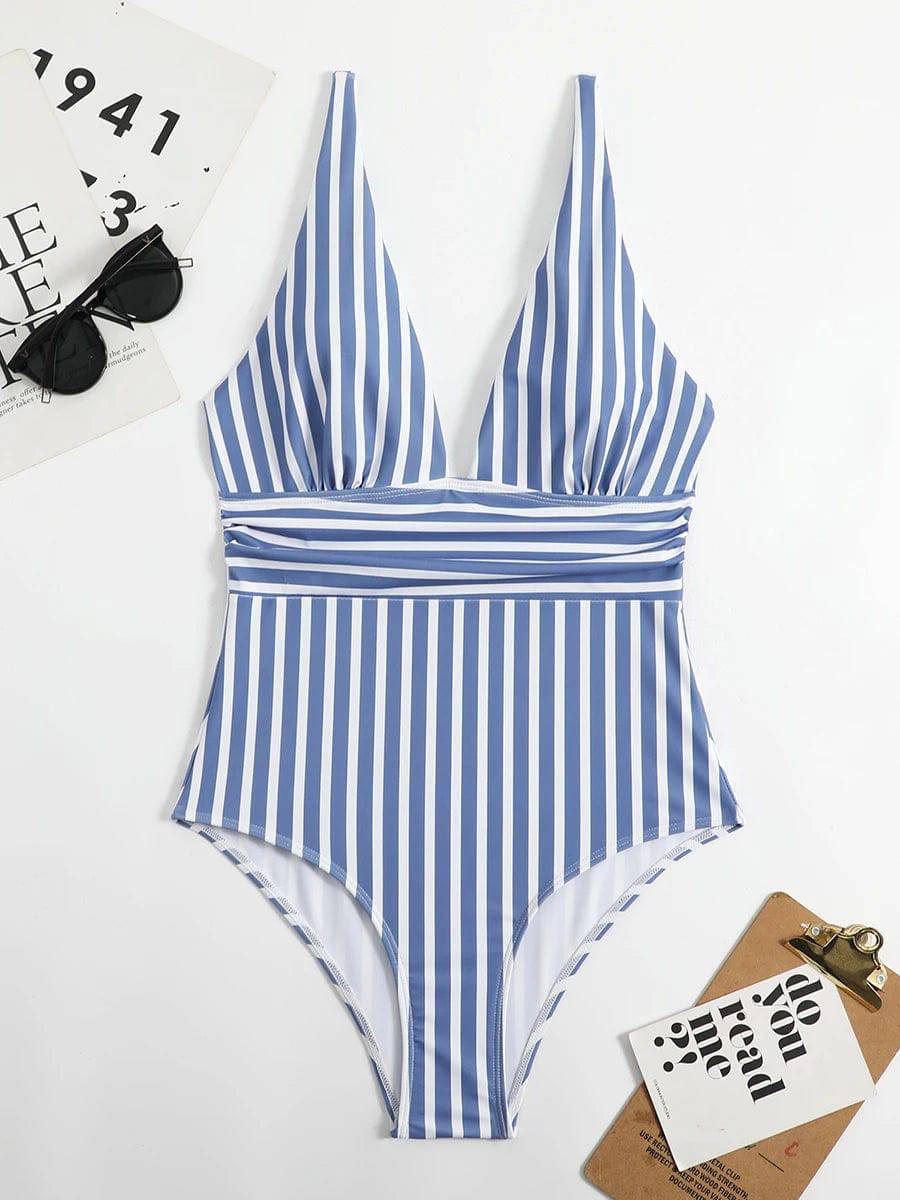 
                  
                    2024 Striped One Piece Swimsuit Sexy Swimwear Women V-neck Bathing Swimming Suit Female Summer Beachwear Bodysuit
                  
                