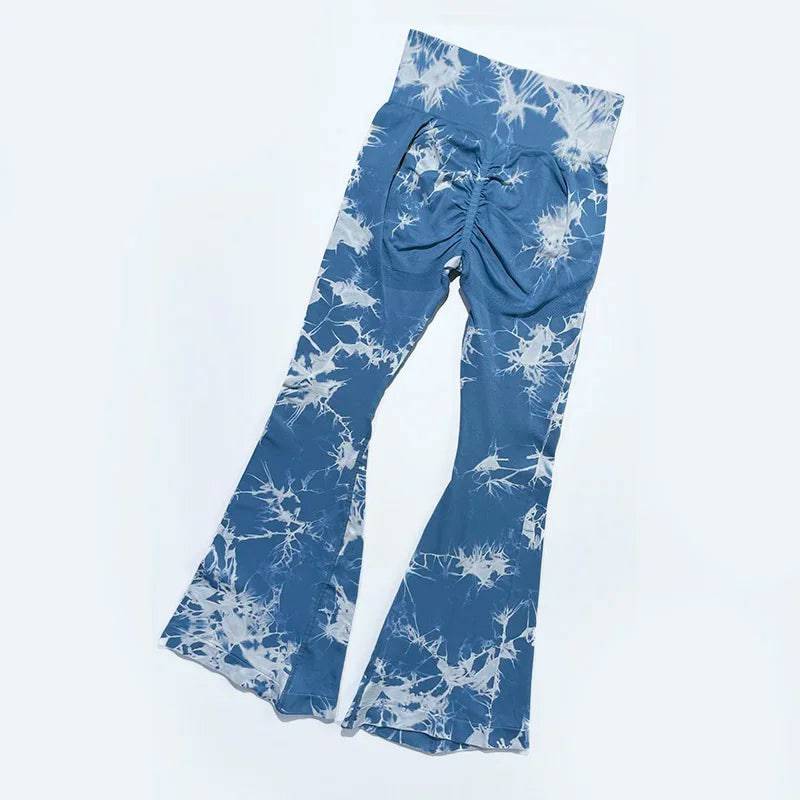 
                  
                    Yoga Trendy Tie Dye Flare Leg Sports Pants Wide Waistband Seamless Leggings Women
                  
                