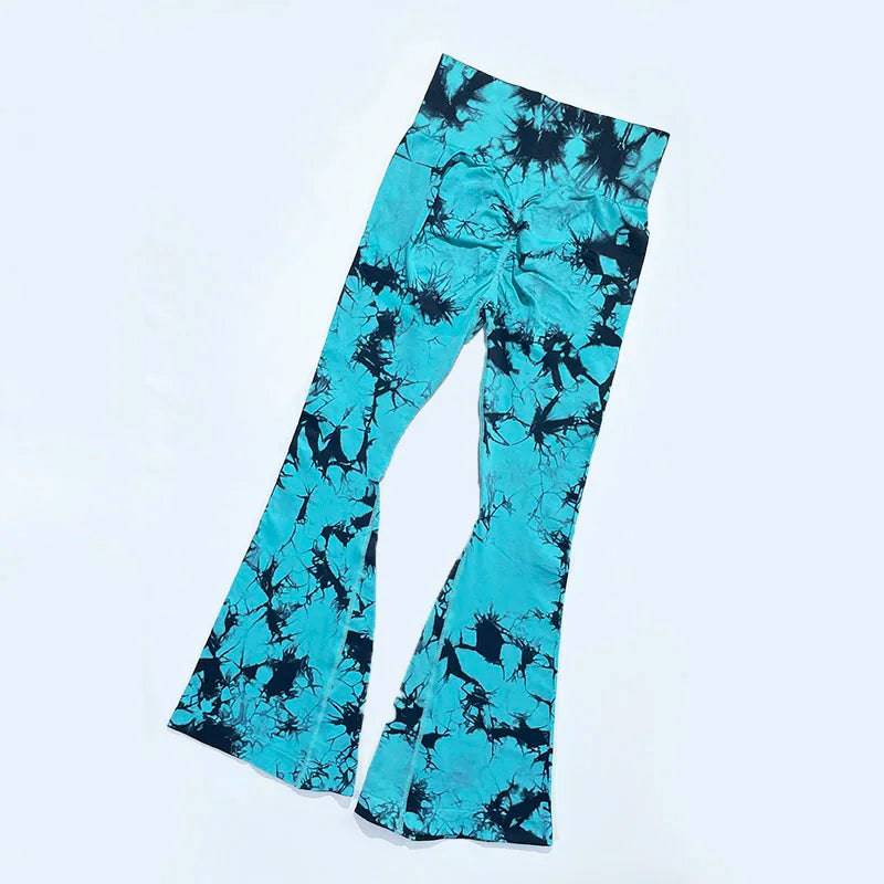 
                  
                    Yoga Trendy Tie Dye Flare Leg Sports Pants Wide Waistband Seamless Leggings Women
                  
                