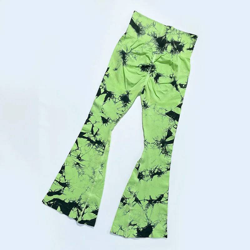 
                  
                    Yoga Trendy Tie Dye Flare Leg Sports Pants Wide Waistband Seamless Leggings Women
                  
                