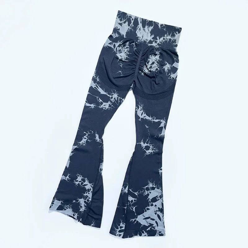 
                  
                    Yoga Trendy Tie Dye Flare Leg Sports Pants Wide Waistband Seamless Leggings Women
                  
                