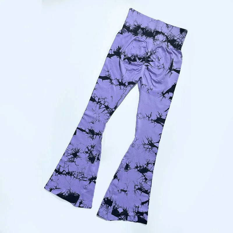 
                  
                    Yoga Trendy Tie Dye Flare Leg Sports Pants Wide Waistband Seamless Leggings Women
                  
                