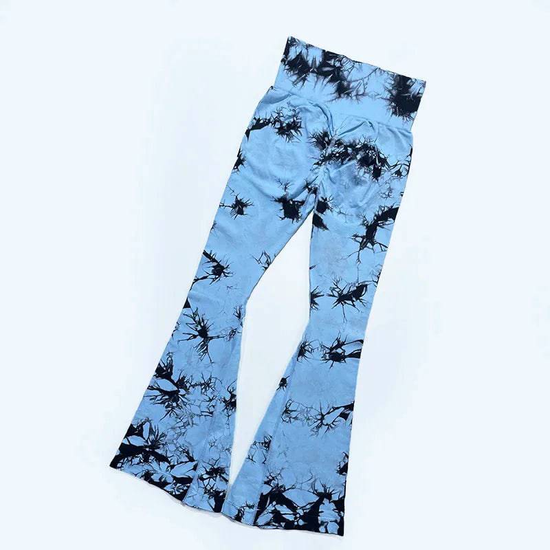 
                  
                    Yoga Trendy Tie Dye Flare Leg Sports Pants Wide Waistband Seamless Leggings Women
                  
                