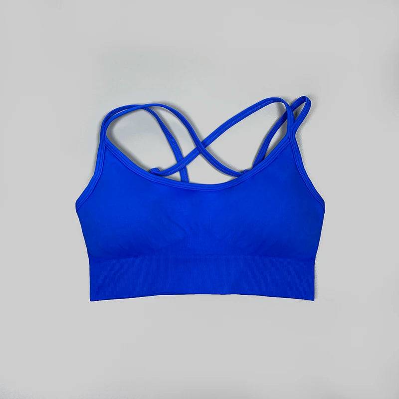 
                  
                    Seamless Strappy Sports Bra Women Padded Yoga Crop Top Sweat Proof Push Up Sexy Top Fitness Active Wear
                  
                