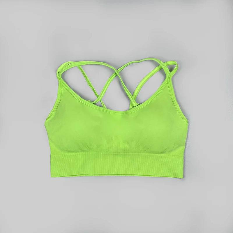 
                  
                    Seamless Strappy Sports Bra Women Padded Yoga Crop Top Sweat Proof Push Up Sexy Top Fitness Active Wear
                  
                