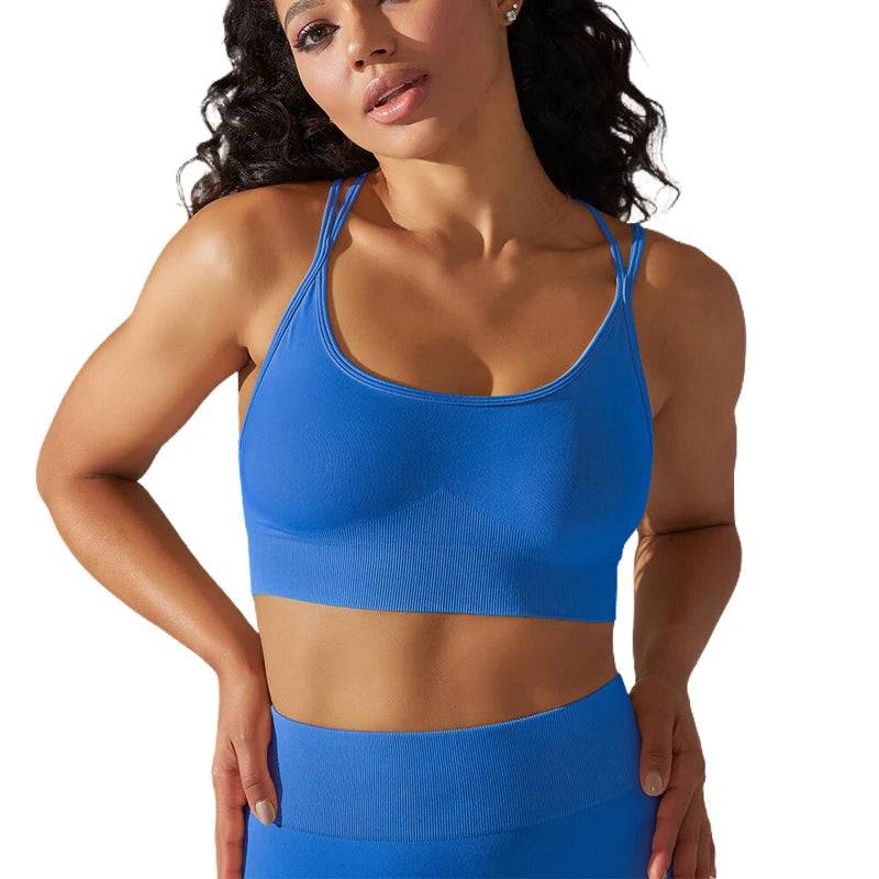 
                  
                    Seamless Strappy Sports Bra Women Padded Yoga Crop Top Sweat Proof Push Up Sexy Top Fitness Active Wear
                  
                