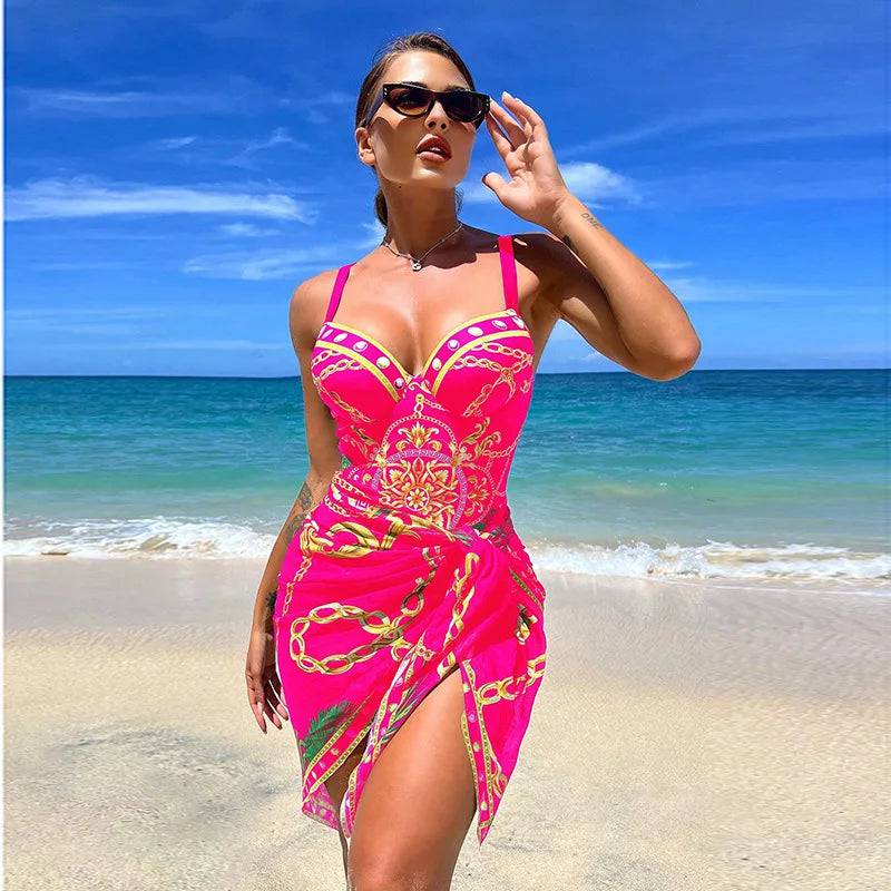 
                  
                    VigoBeviya 2024 Sexy Print Strapped 2 Piece Swimwear Women Strapped Push UP One Piece Swimsuit Monokini Backless Bathing Suit
                  
                