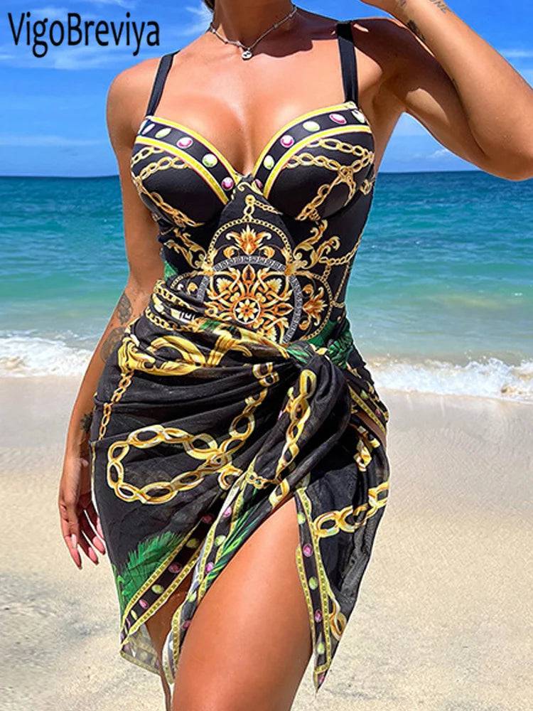 
                  
                    VigoBeviya 2024 Sexy Print Strapped 2 Piece Swimwear Women Strapped Push UP One Piece Swimsuit Monokini Backless Bathing Suit
                  
                