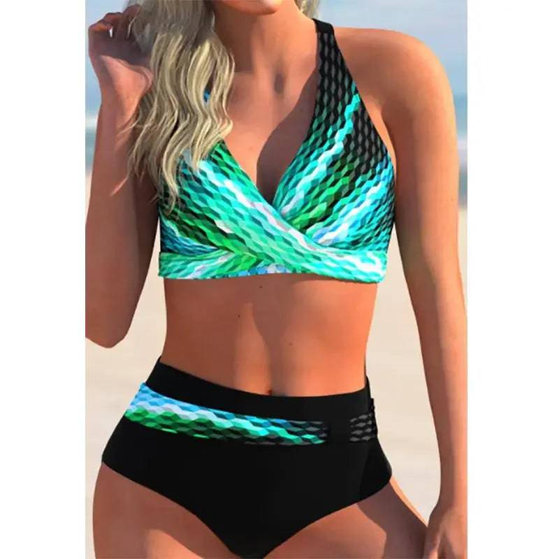 
                  
                    New Striped Print High Waist Bikini Sets Swimsuit For Women Cross Push Up Swimwear Female Two Pieces Bathing Suit Beachwear
                  
                