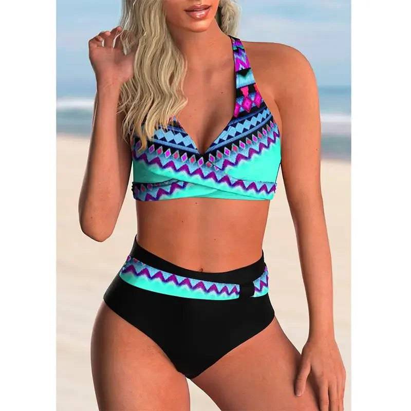 
                  
                    New Striped Print High Waist Bikini Sets Swimsuit For Women Cross Push Up Swimwear Female Two Pieces Bathing Suit Beachwear
                  
                