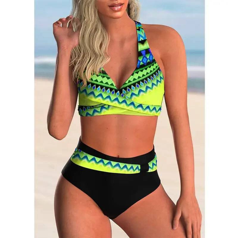 
                  
                    New Striped Print High Waist Bikini Sets Swimsuit For Women Cross Push Up Swimwear Female Two Pieces Bathing Suit Beachwear
                  
                