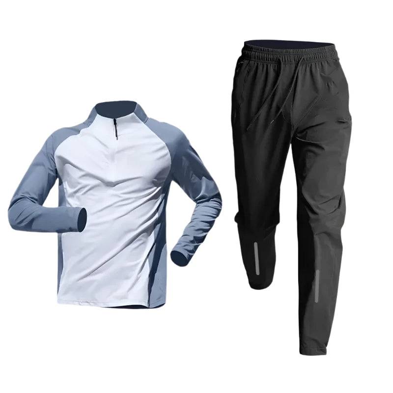 Quick Dry Male Clothes Tracksuit T-shirt Sets Spring Autumn Men Half Zipper Long Sleeve Breathable Sports Training Pants Suit