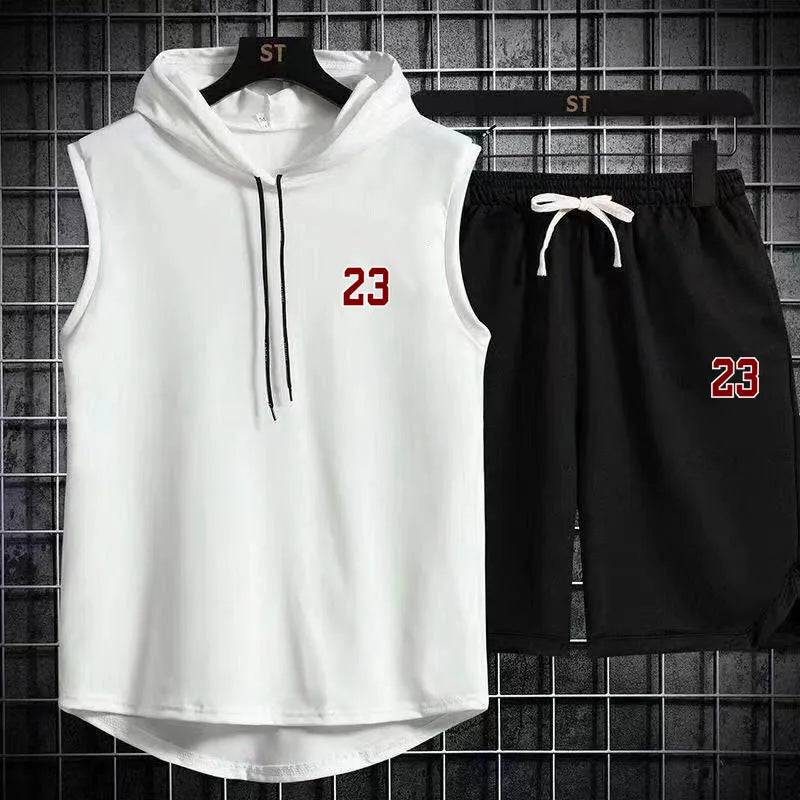 
                  
                    New Summer Men's Two Piece Set CasualT-Shirt and Shorts Set Mens Sports Suit Fashion Short Sleeve Tracksuit Hooded T-shirt
                  
                