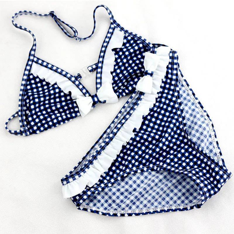 
                  
                    Summer Children's Two Pieces Swimsuit Girls Cute Swimwear Kids Infant Lovely Plaid Princess Bikini Suits For Big Girl 6-16Y
                  
                