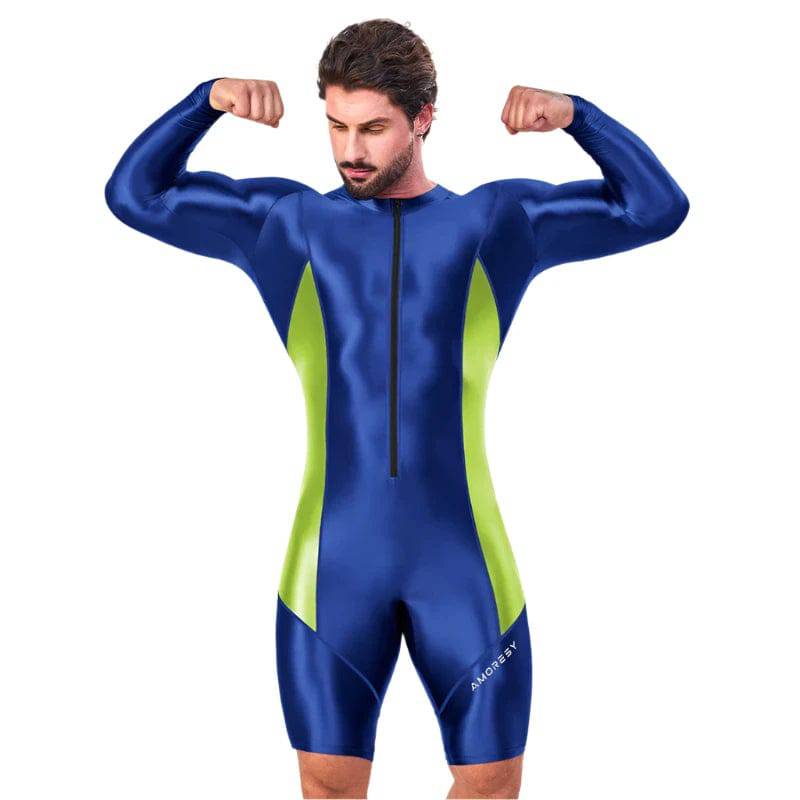 Japanese Swimsuit Man Sexy Satin Shiny Glossy Body Suit Cycling Smooth Tight Running Sports Fitness jumpsuits Swimming Pants