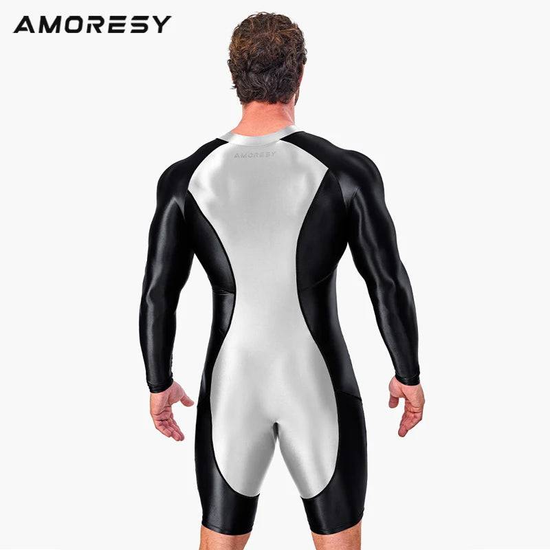 
                  
                    Japanese Swimsuit Man Sexy Satin Shiny Glossy Body Suit Cycling Smooth Tight Running Sports Fitness jumpsuits Swimming Pants
                  
                